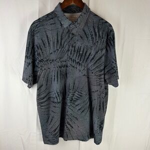 Under Armour Playoff Polo Mens Large Black Grey Abstract Palm 1377297